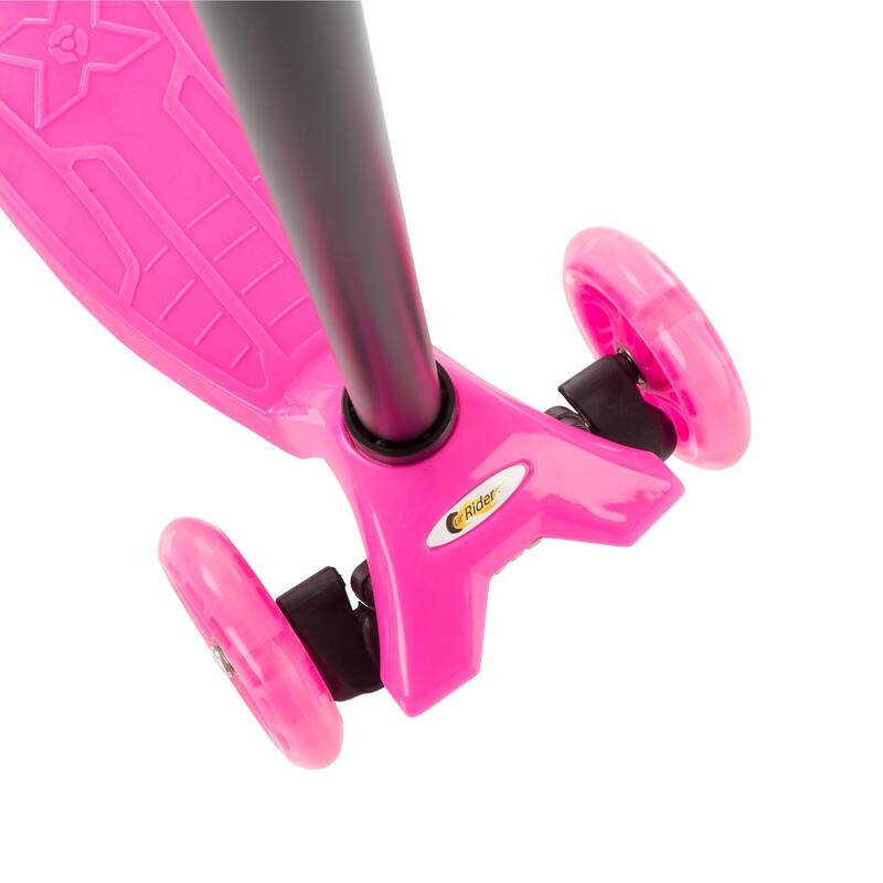Kids Scooter-Beginner Adjustable Height Handlebar, 3 LED Light-up Wheels, Kick Scooter by Lil' Rider (Pink)