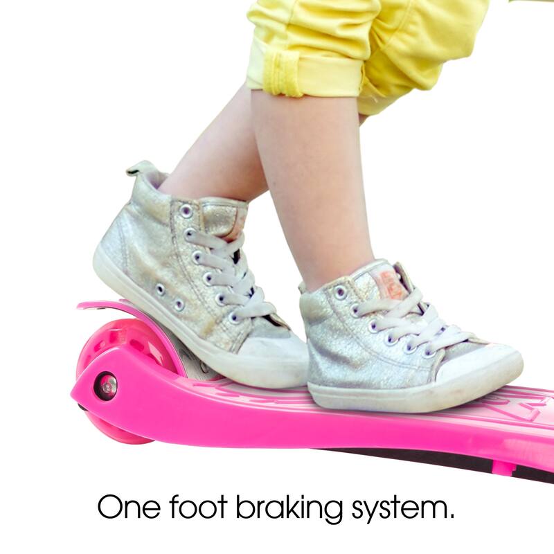 Kids Scooter-Beginner Adjustable Height Handlebar, 3 LED Light-up Wheels, Kick Scooter by Lil' Rider (Pink)