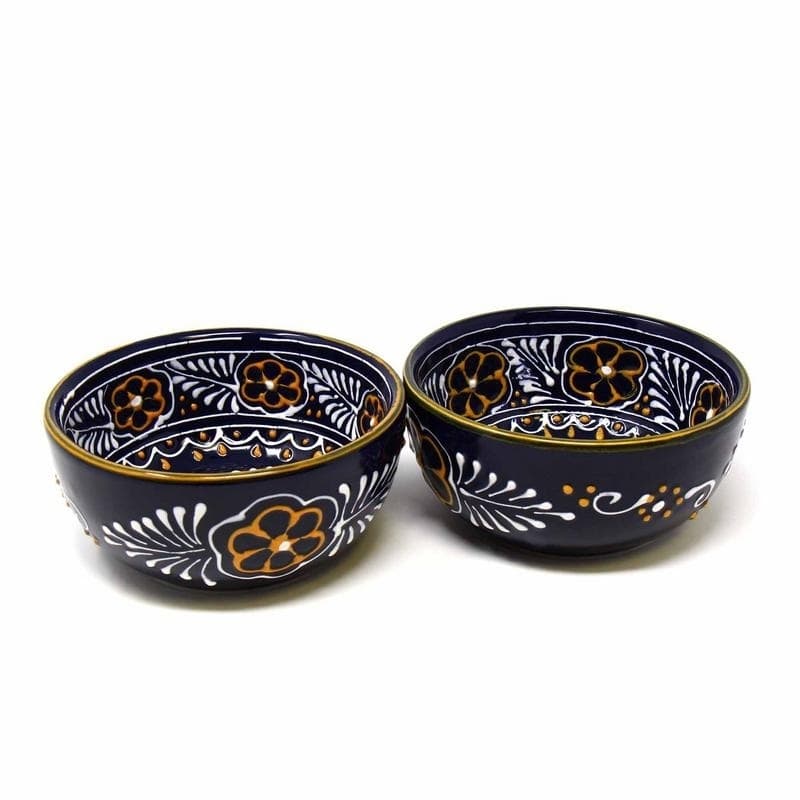 Handmade Pottery 5.5" Set of 2 Bowls, Blue