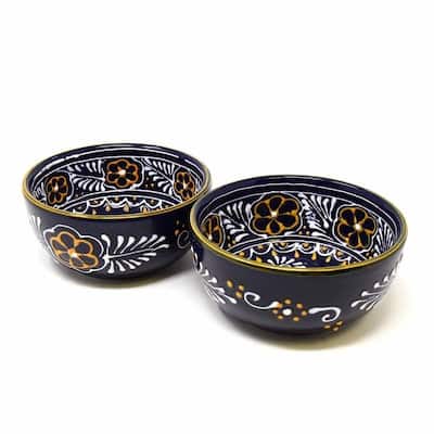 Handmade Pottery 5.5" Set of 2 Bowls, Blue