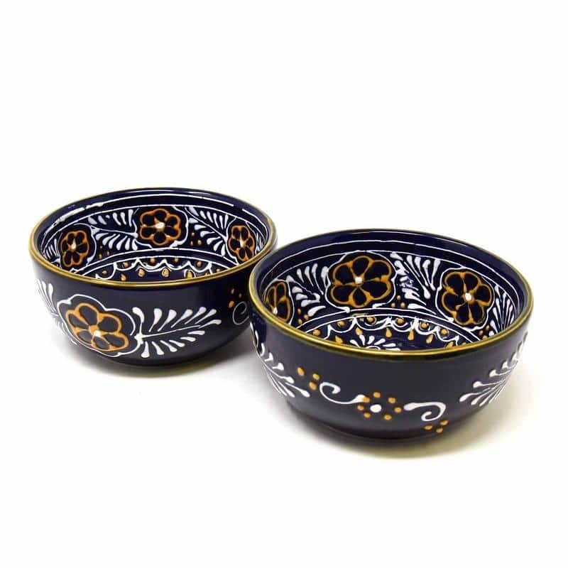 Handmade Pottery 5.5" Set of 2 Bowls, Blue
