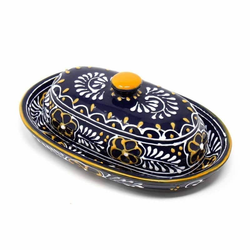 The Curated Nomad Somerset Handmade Blue Pottery Butter Dish