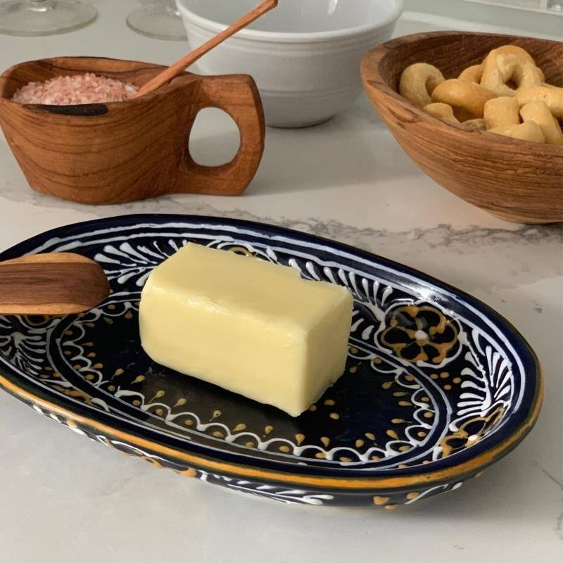 The Curated Nomad Somerset Handmade Blue Pottery Butter Dish