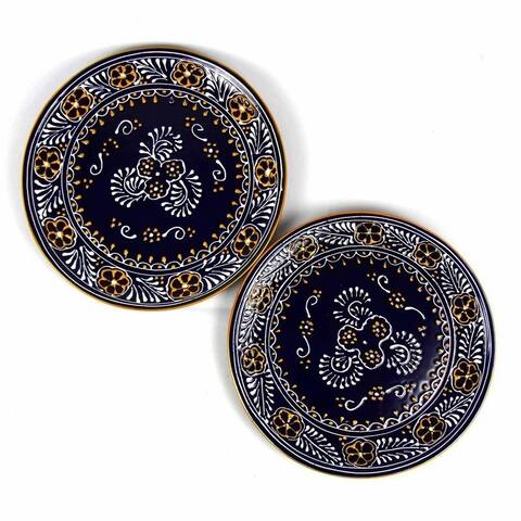 Handmade Pottery 11.75" Set of 2 Dinner Plates, Blue