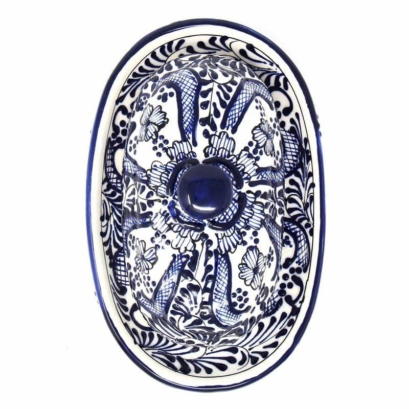 The Curated Nomad Somerset Handmade Blue Flower Pottery Butter Dish