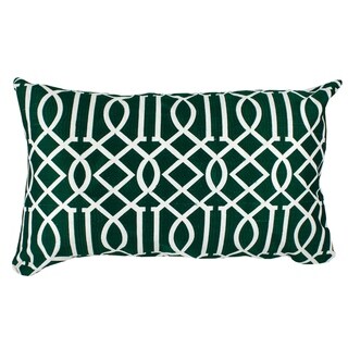 Emerald Green Embroidered Vail Trellis Lumbar Poly Filled Throw Pillow