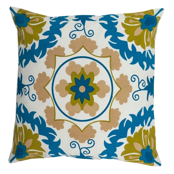 Divine Home Blue and Olive Patterned Throw Pillow