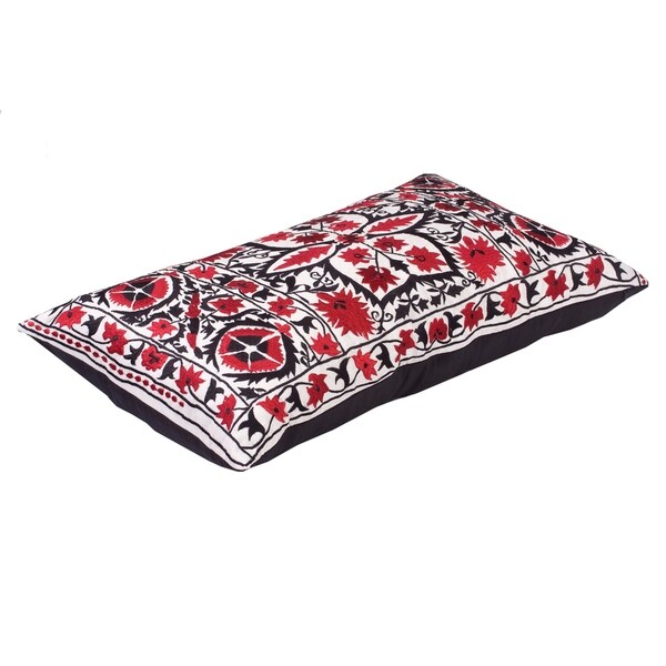 Divine Home Embroidered Vallejo Suzani Lumbar Throw Pillow Overstock