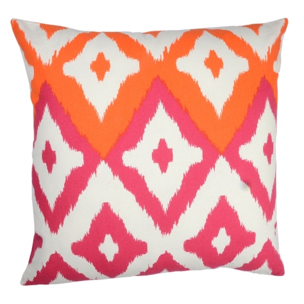 Divine Home Magenta and Orange Del Mar Ikat Throw Pillow