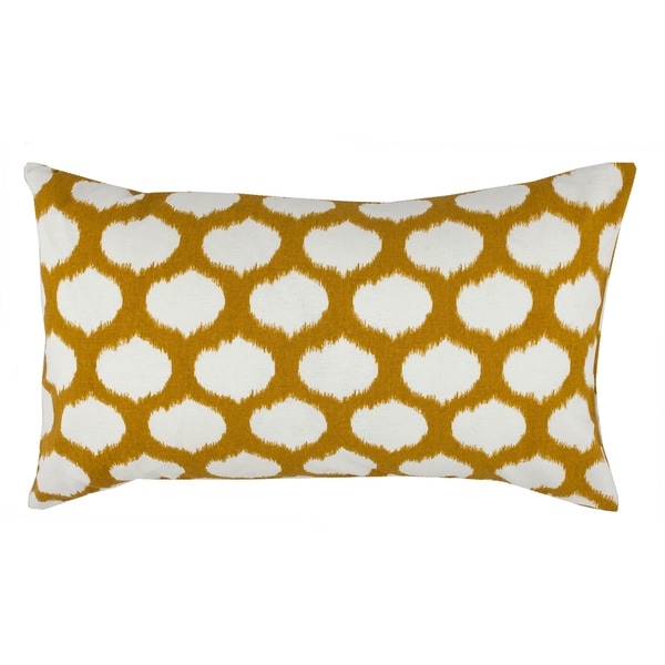 Divine Home Yellow Ikat Circles Lumbar Throw Pillow