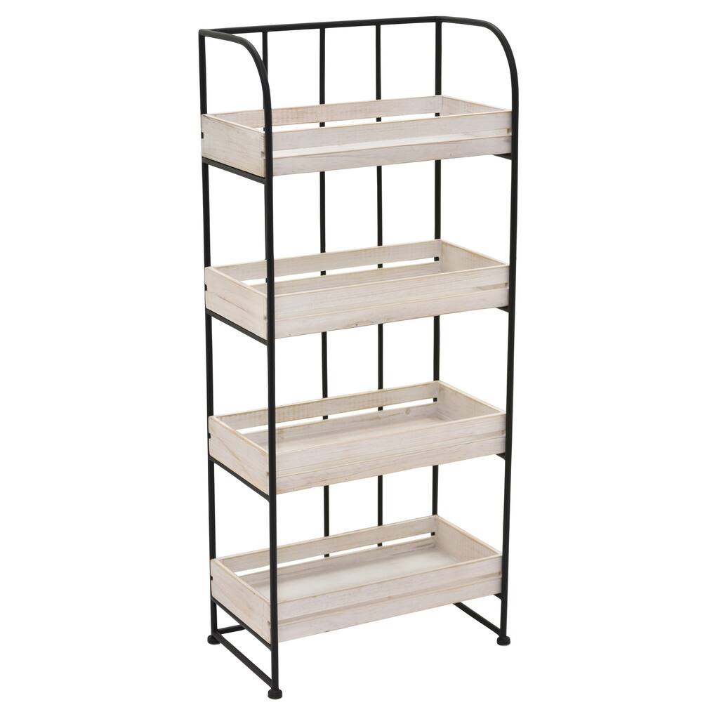 37 " Metal/Wood Storage Rack in White - 15.5 x 9.5 x 37