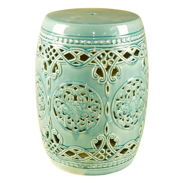 Shop Three Hands Blue Ceramic Garden Stool - Free Shipping Today