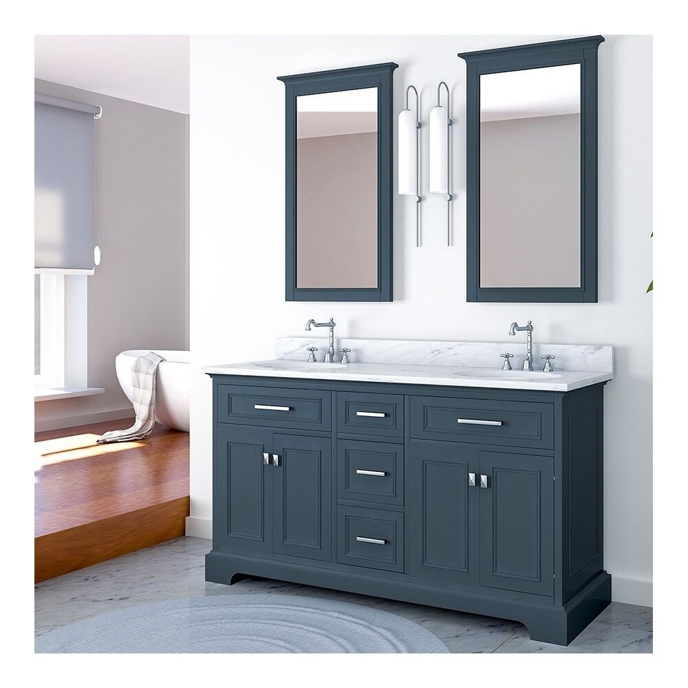 Shop Furnishmore Pittsburgh 61 Inch Double Bathroom Vanity Overstock 28010992