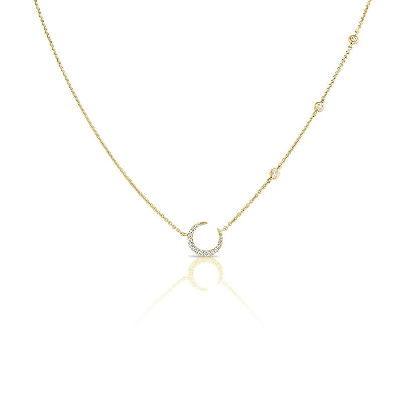 Joelle Collection Diamond Moon Necklace 14K Gold 1/6ct TDW - White