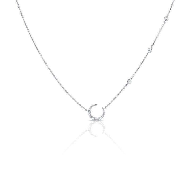Joelle Collection Diamond Moon Necklace 14K Gold 1/6ct TDW