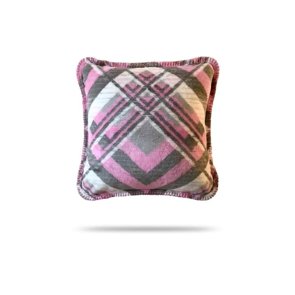 Denali Pink & Gray Plaid/Light Gray Pillow 18x18