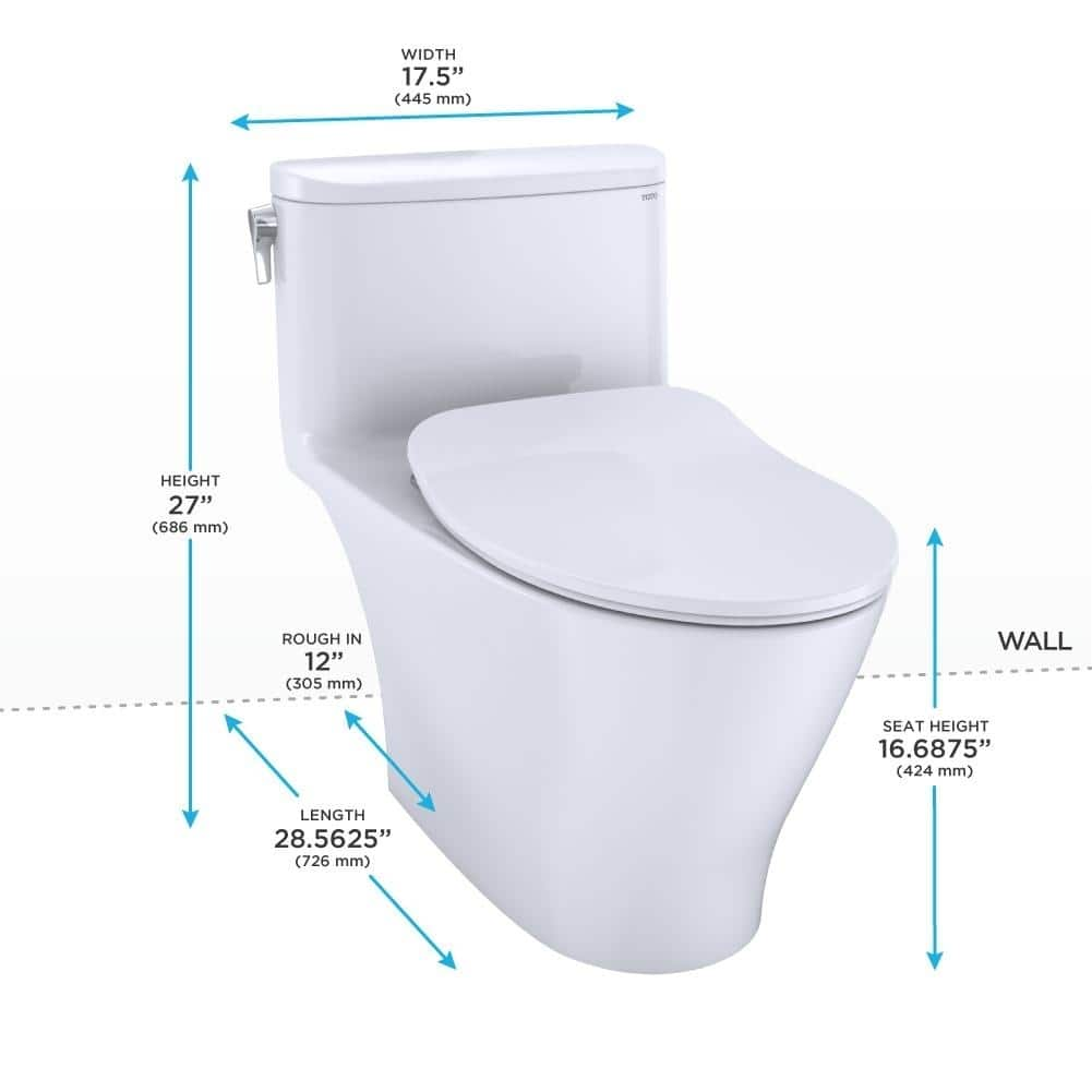 TOTO Nexus 1-Piece Elongated 1.28 GPFToilet w/ SS234 SoftClose Seat ...