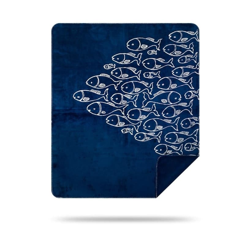 Denali Blue Fins/Atlantic Blue Microplush Blanket