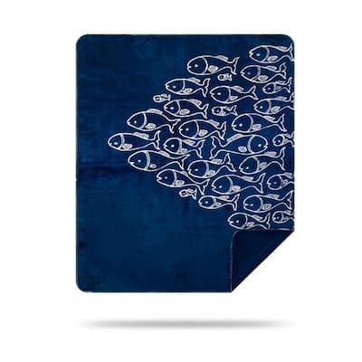Denali Blue Fins/Atlantic Blue Microplush Blanket