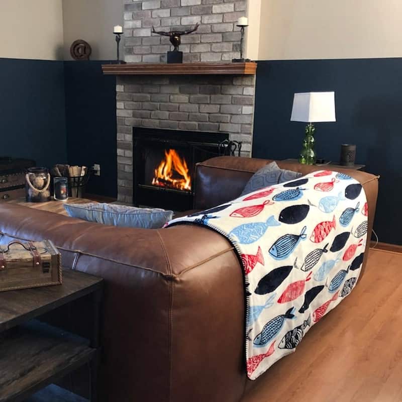 Denali Swimming Upstream/Dark Navy Microplush Blanket