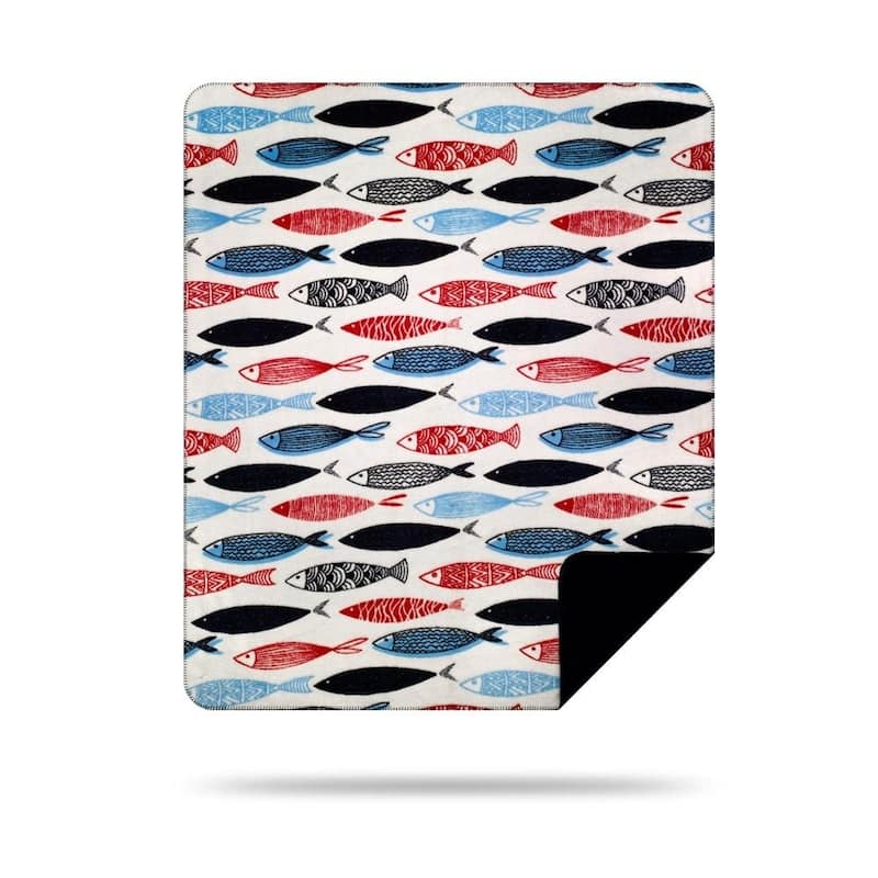 Denali Swimming Upstream/Dark Navy Microplush Blanket