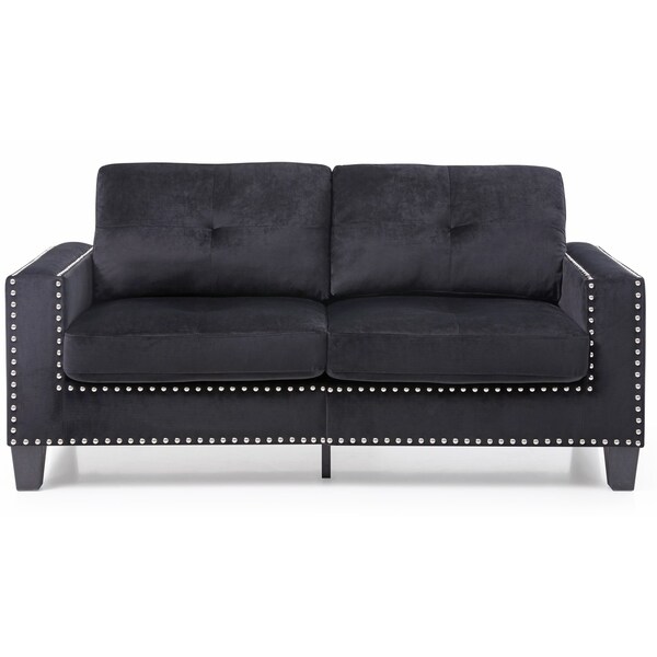 Shop LYKE Home Black Velvet Sofa - On Sale - Free Shipping Today