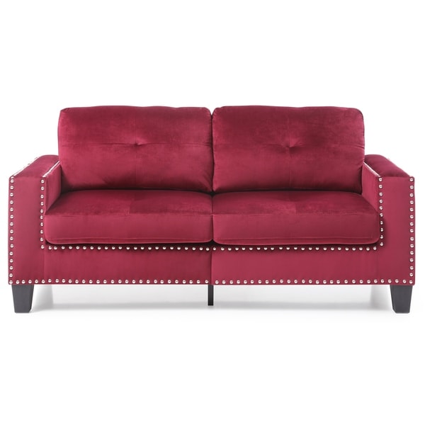 Shop LYKE Home Maroon Velvet Sofa - Overstock - 28013262