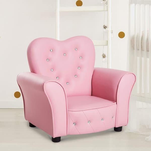 Taylor Olive Estella Pink Upholstered Kids Chair On Sale Bed