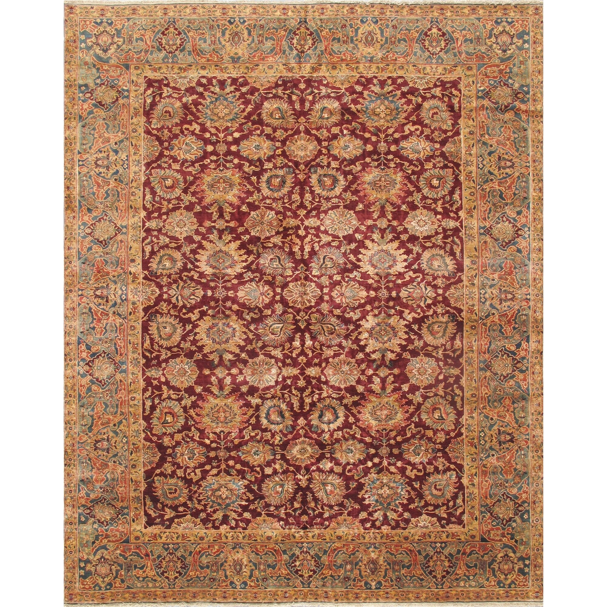 Pasargad Home Agra Collection Hand Knotted Lambs Wool Area Collection Hand Knotted Lambs Wool Area