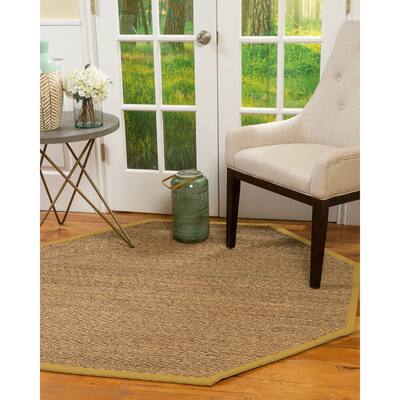 Natural Area Rugs, 100% Natural Fiber Handmade Beach, Beige Seagrass Oval Rug (8'X10'), Tan Border - 8'x10'