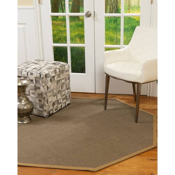 Shop Natural Area Rugs 100 Natural Fiber Handmade Dalton 10 Octagon Grey Sisal Rug Khaki Border 10 X 10 Octagon Overstock 28015327