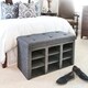 Porch & Den Dustin Grey 9-Bin Tufted Entryway Shoe Storage Bench - Thumbnail 1