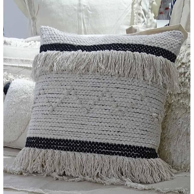 Vibhsa 20" x 20" Handloom Woven Cotton Stripe Pillow