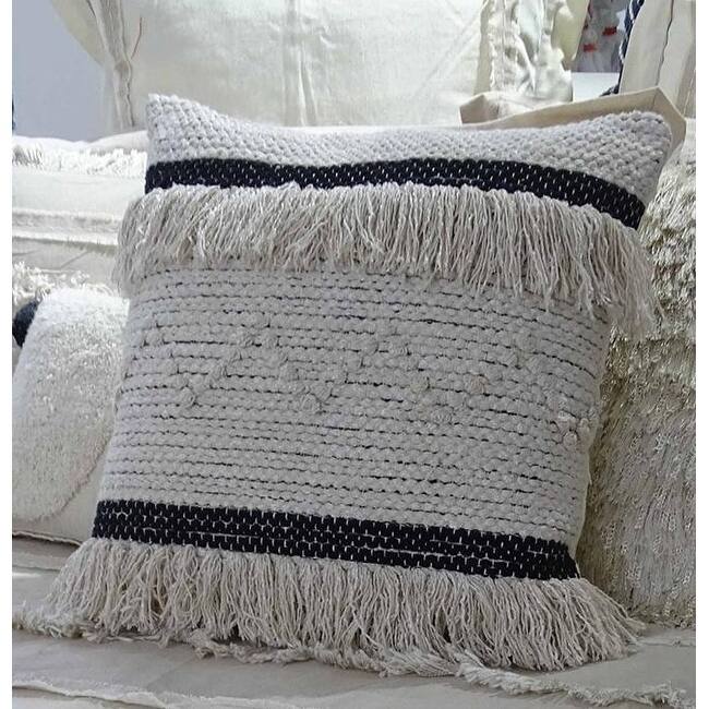 Vibhsa 20" x 20" Handloom Woven Cotton Stripe Pillow