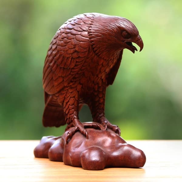 Handmade Mighty Eagle Wood Sculpture Indonesia 9 H X 7 75 W X 3 9 D Bed Bath And Beyond