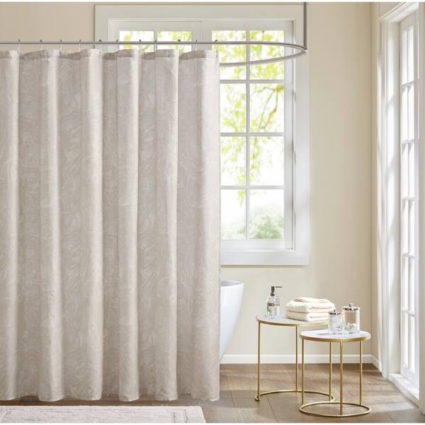 Madison Park Nowell Rose Gold/ Beige Cotton Printed Shower Curtain ...