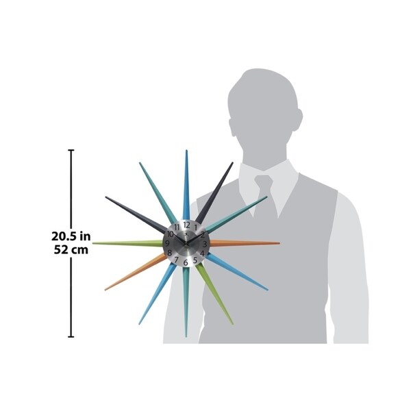 Stellar Mid-Century Modern Multicolor Starburst Unique Wall Clock