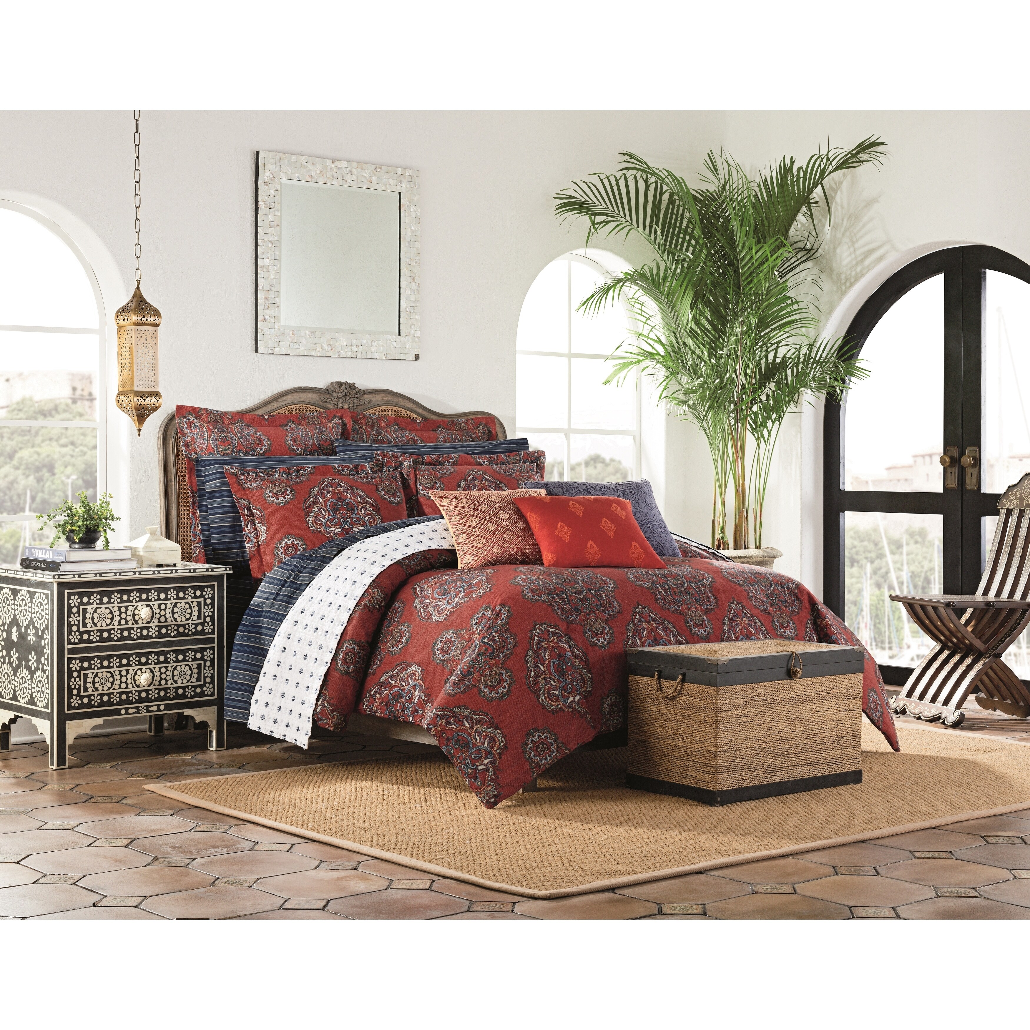 Shop Stavros Signature Destinations Riad Red Paisley Queen Duvet