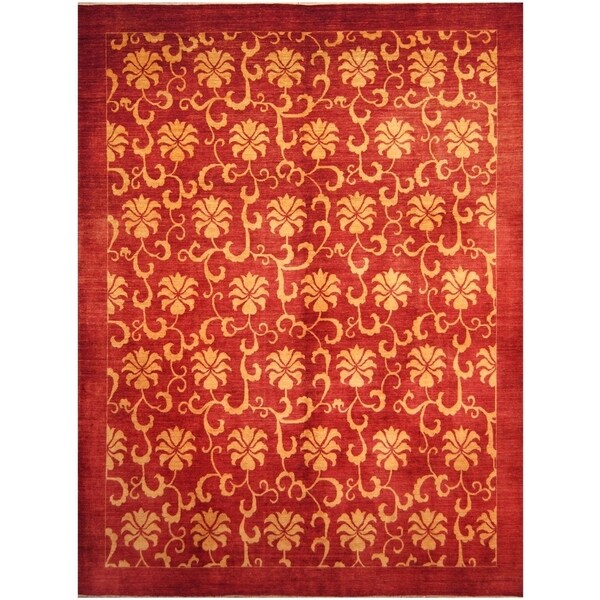 Handmade One-of-a-Kind Vegetable Dye William Morris Wool Rug (Afghanistan) - 10'1 x 13'7