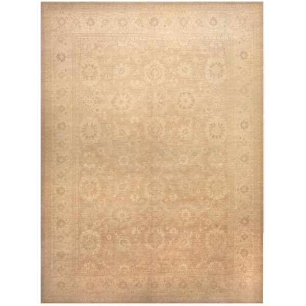 Handmade One-of-a-Kind Vegetable Dye Oushak Wool Rug (Afghanistan) - 10' x 14'