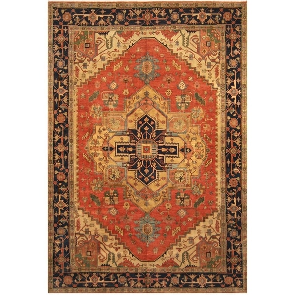 Handmade One-of-a-Kind Vegetable Dye Serapi Wool Rug (India) - 10' x 14'4