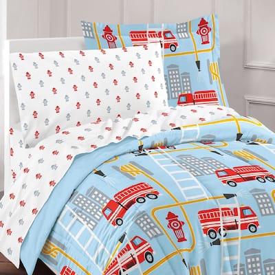 Dream Factory Fire Truck 7-piece Bed in a Bag with Sheet Set