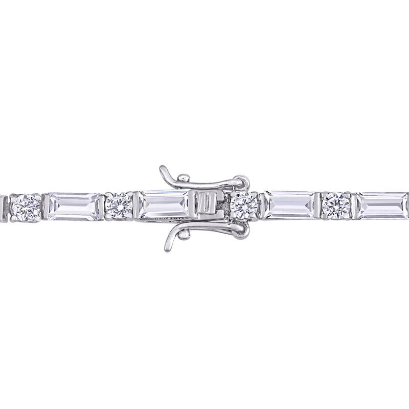 Miadora Sterling Silver 20ct TGW Baguette and Round-Cut Cubic Zirconia Tennis Bracelet
