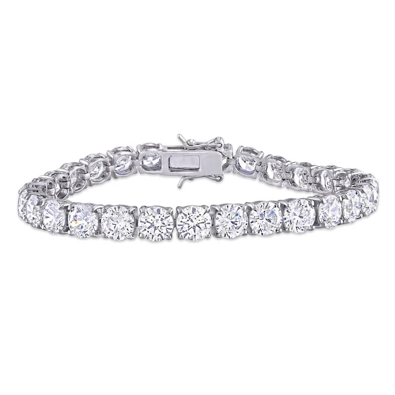 Miadora Sterling Silver 40ct TGW Round-Cut Cubic Zirconia Tennis Bracelet