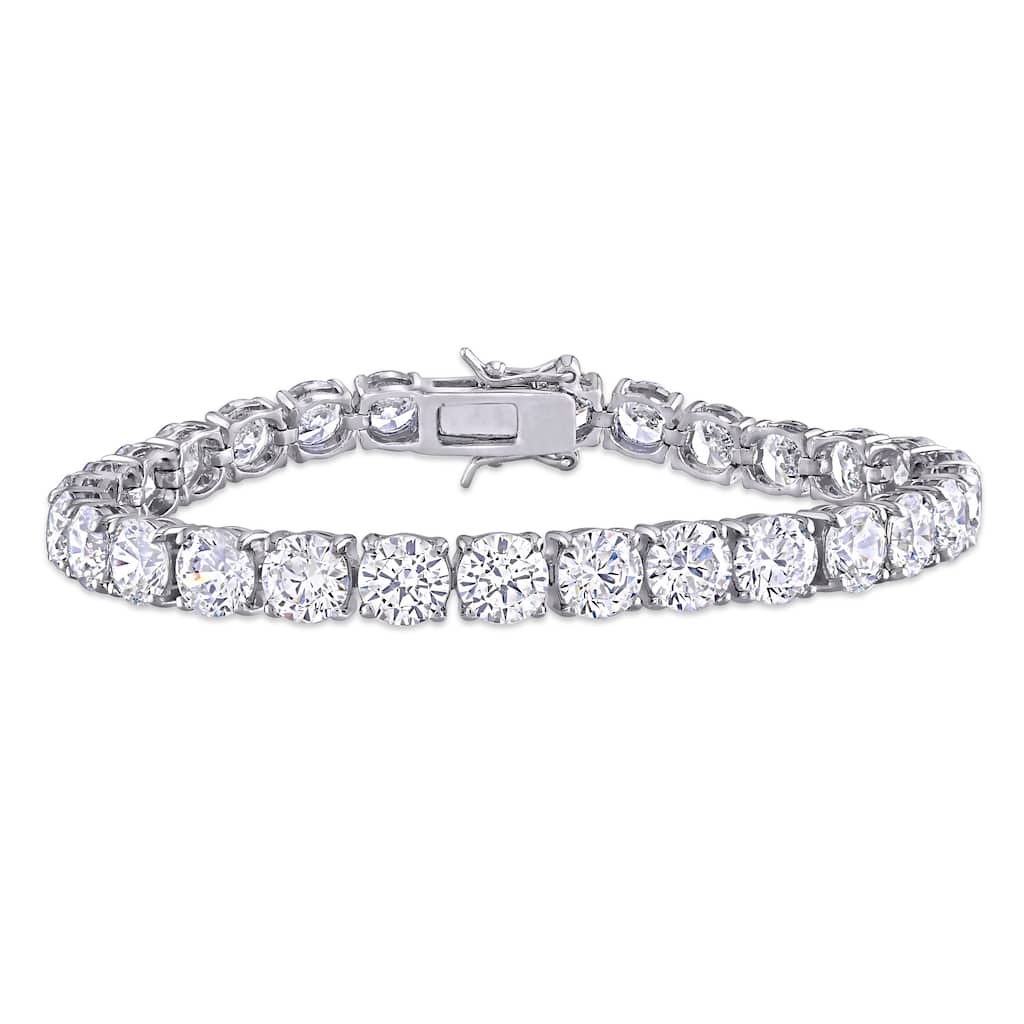 Miadora Sterling Silver 40ct TGW Round-Cut Cubic Zirconia Tennis Bracelet