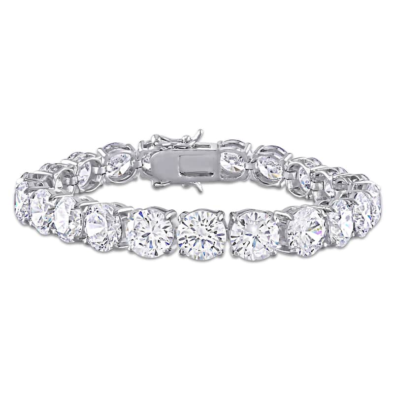 Miadora Sterling Silver 72 3/8ct TGW Round-Cut Cubic Zirconia Tennis Bracelet