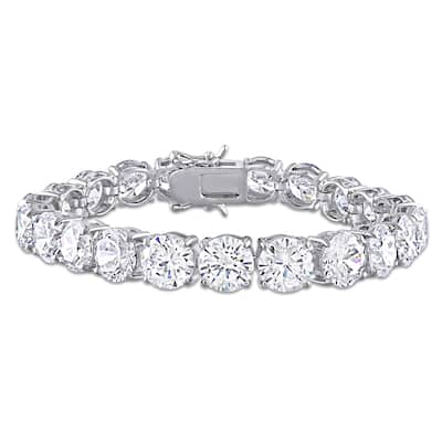 Miadora Sterling Silver 72 3/8ct TGW Round-Cut Cubic Zirconia Tennis Bracelet