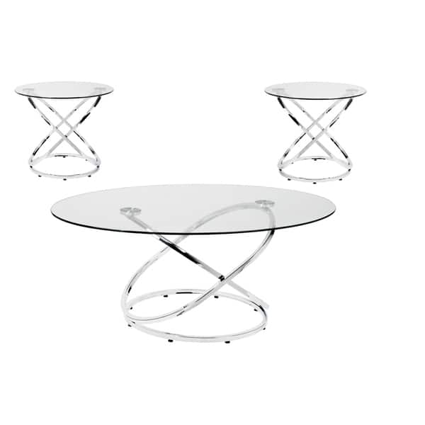 Mia 3 Piece Coffee Table Set Silver Overstock 28021035