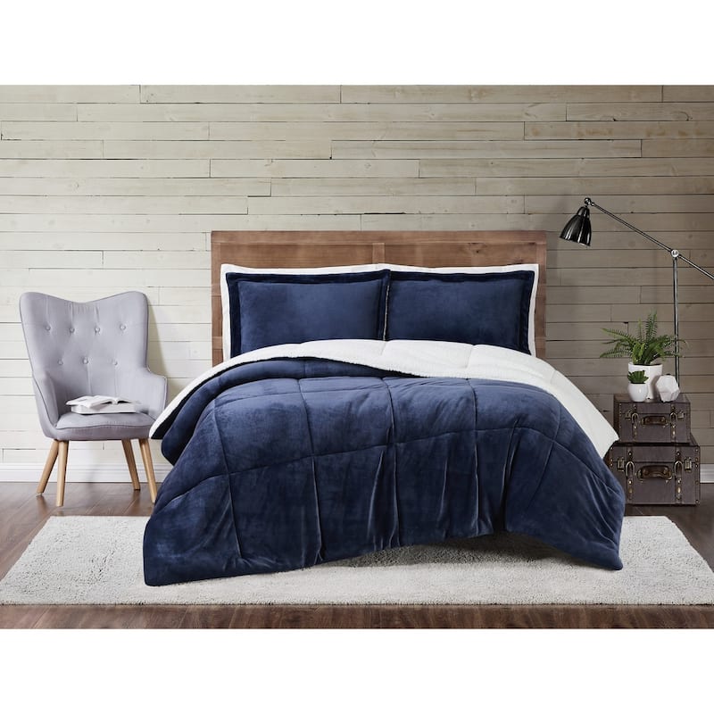 Truly Soft Cuddle Warmth 3-piece Comforter Set - Full - Queen - Blue