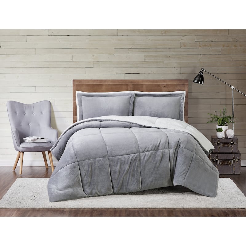 Truly Soft Cuddle Warmth 3-piece Comforter Set - Grey - King